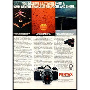 1981 Pentax ME Super SLR Film Camera Vintage Print Ad Gymnastics Wall Art Photo